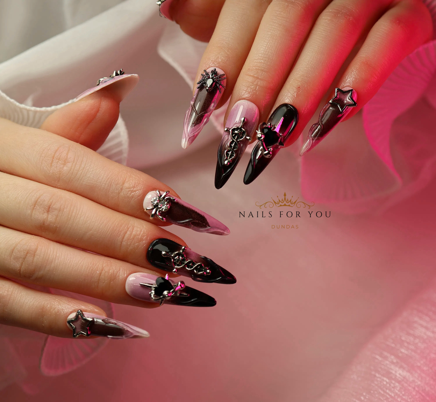 Acrylic full set in Dundas Ontario — ombre, bio gel and dipping powder at Nails For You Osler